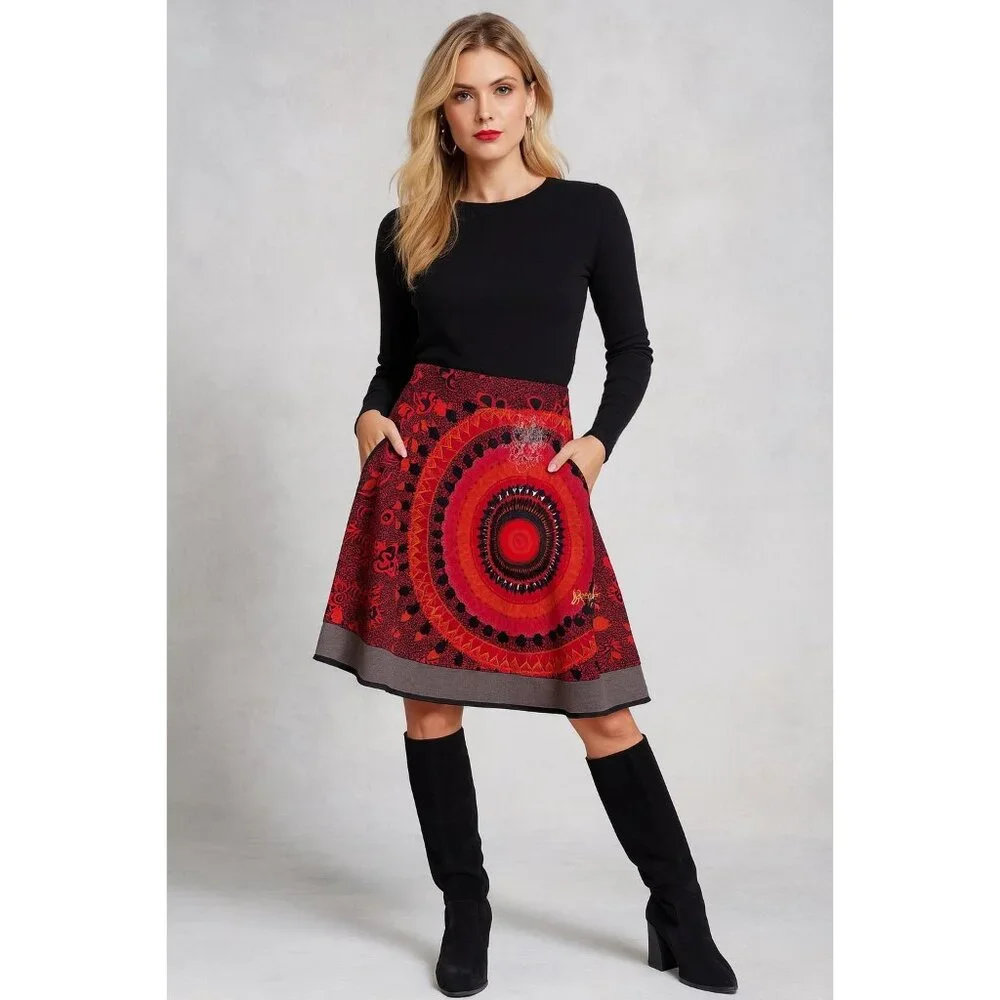Desigual Multicolored A-line Skirt Mandala Print Size M - Picture 1 of 8